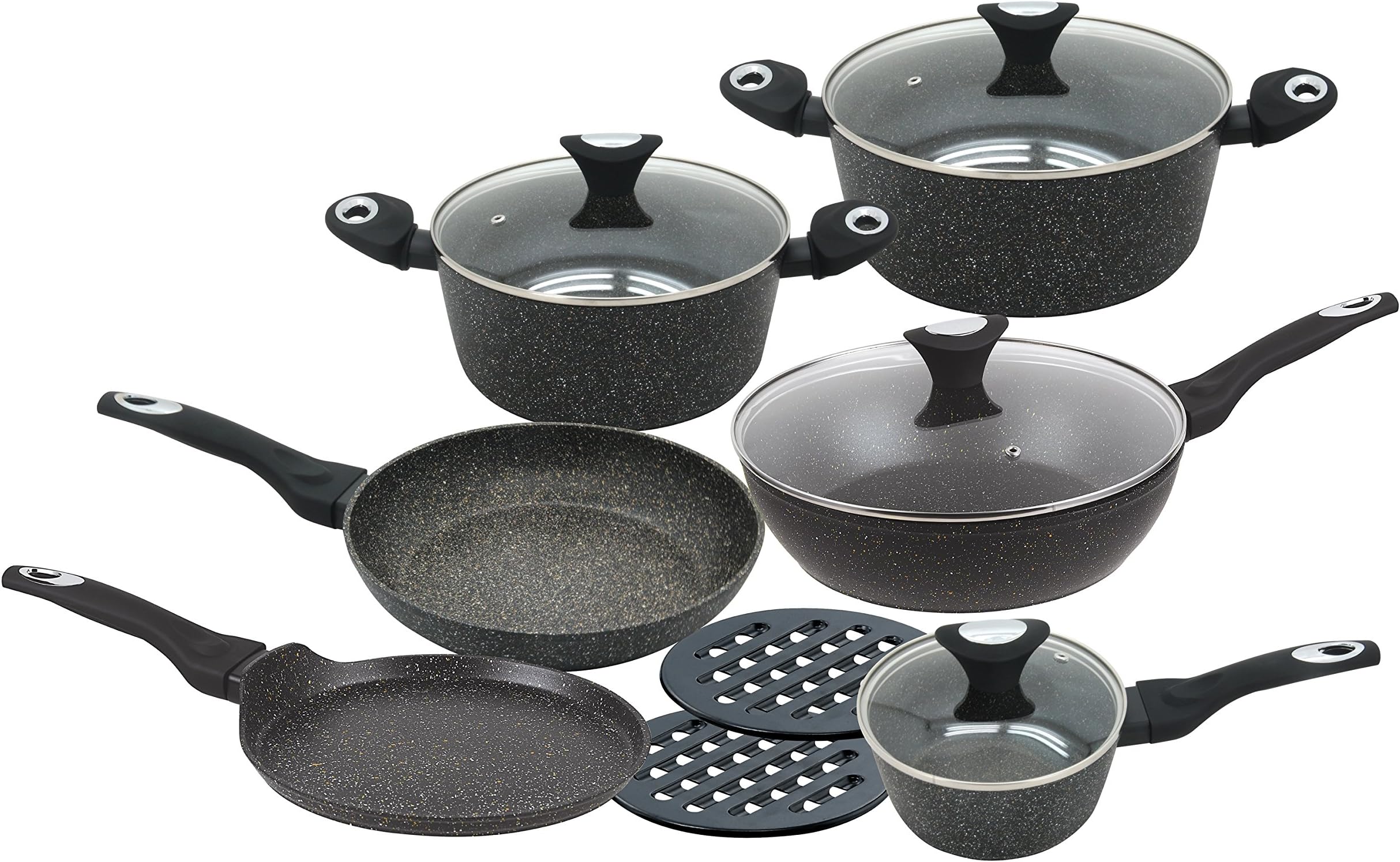 KlausbergPot 's, Saucepan and Pan 's 12 pcs. Set with marble coating KB-7201