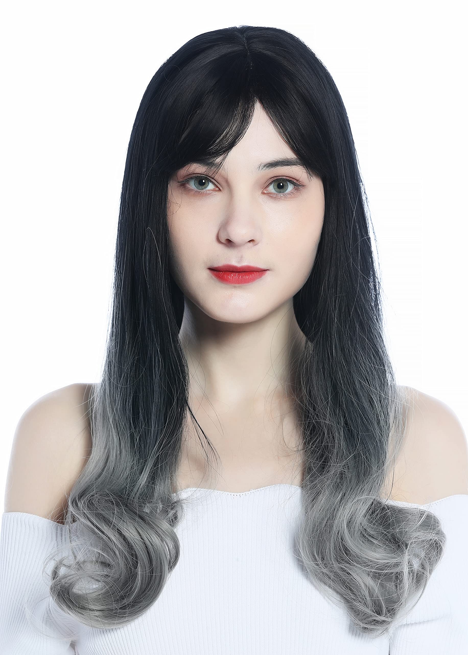 WIG ME UP - 1574-R89A Women's Wig long sleek smooth but wavy tips ombre dark brown to grey