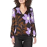 Velvet by Graham & Spencer Womens ISRA Printed Satin Blouse
