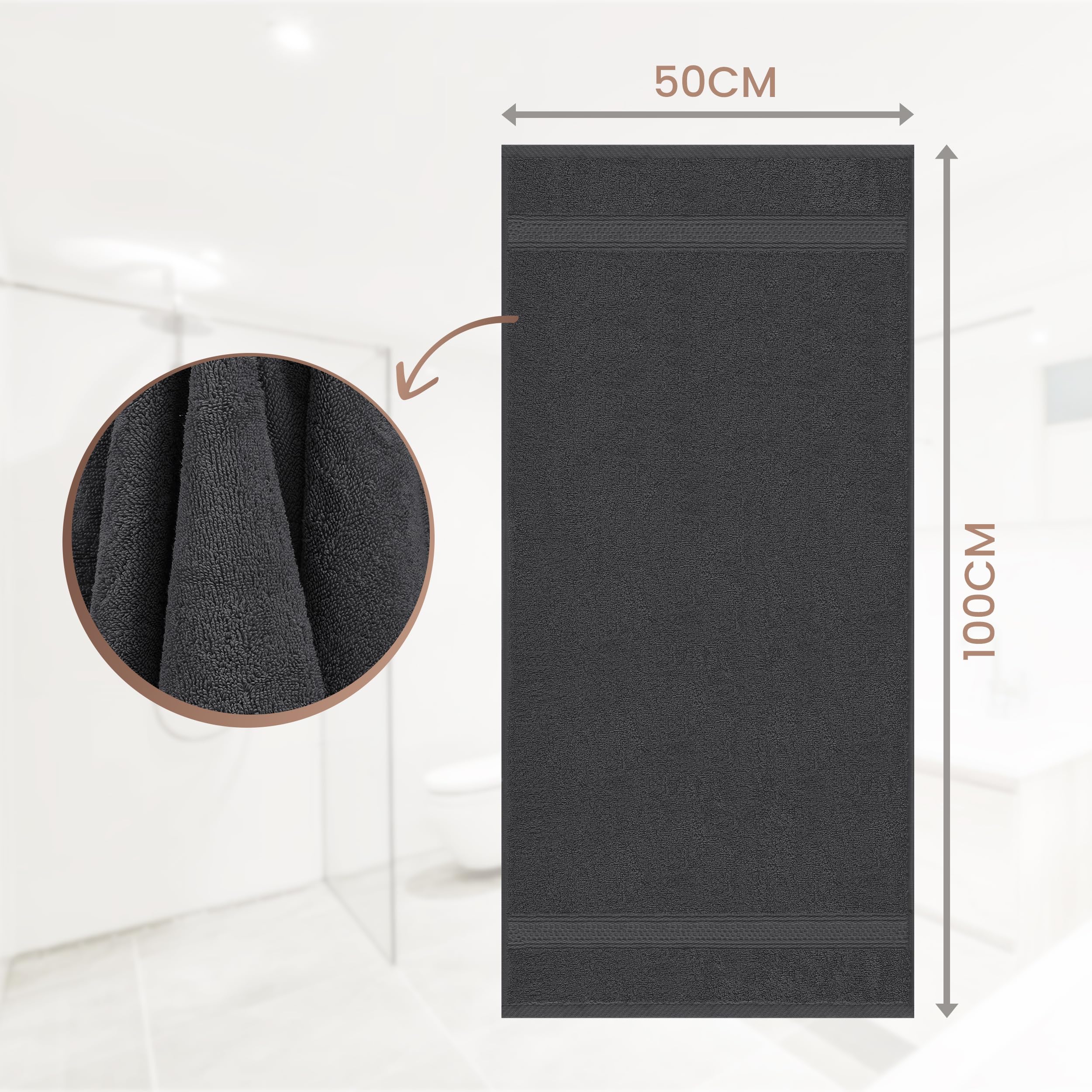 Utopia Towels - 6er Pack Frottee handtücher 50x100 cm mit Aufhängeschlaufe, mittelgroße Handtücher 100% Baumwolle weich und saugfähig Handtücher Set (Grau) 2