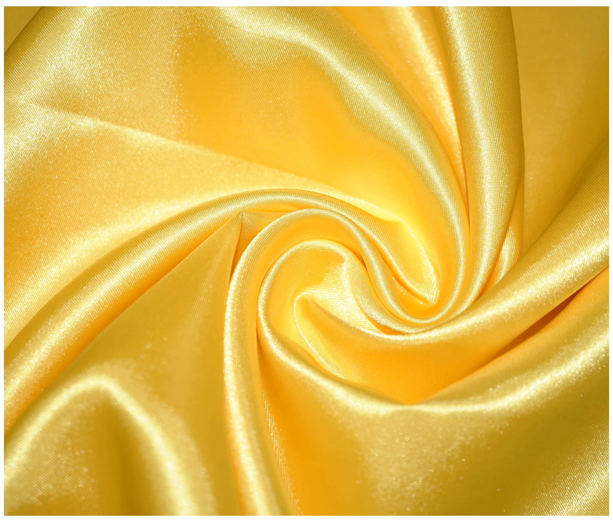 Silky Satin Polyester Fabric for Dressmaking Wedding Crafts Quilting Sewing 150cm Wide (200 x 150cm / 79" x 60", Yellow) — image 1