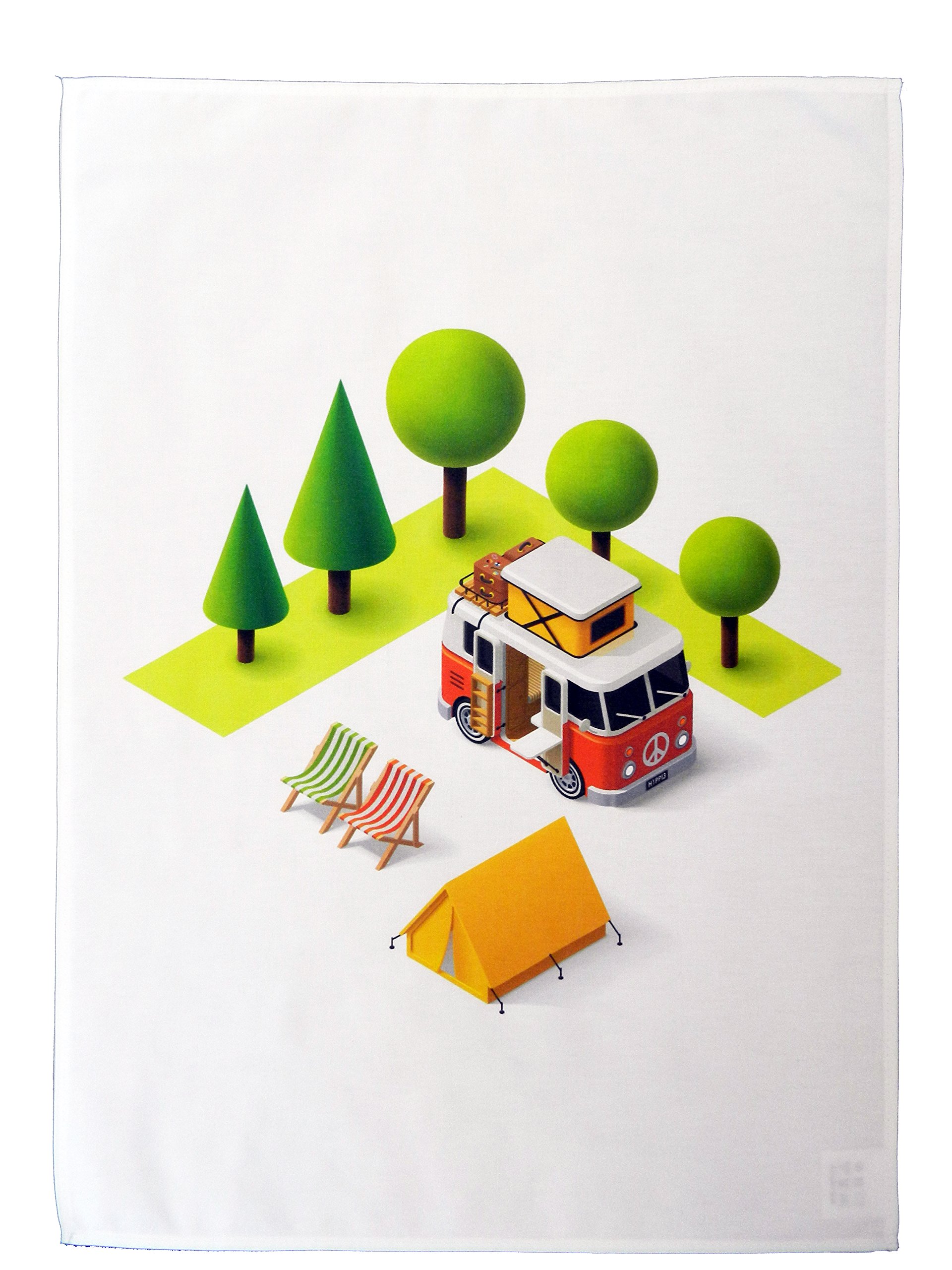 Half a Donkey Camper Van and Tent Design Cotton Tea Towel