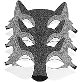 NUOBESTY 3PCS Wolf Mask Masquerade Animals Felt Half Face Mask for Kids Halloween Dress-up Party Supplies (Grey)