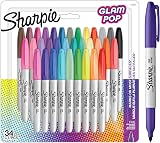 Sharpie Glam Pop Permanent Markers Fine Point 34 Assorted Colours view 1