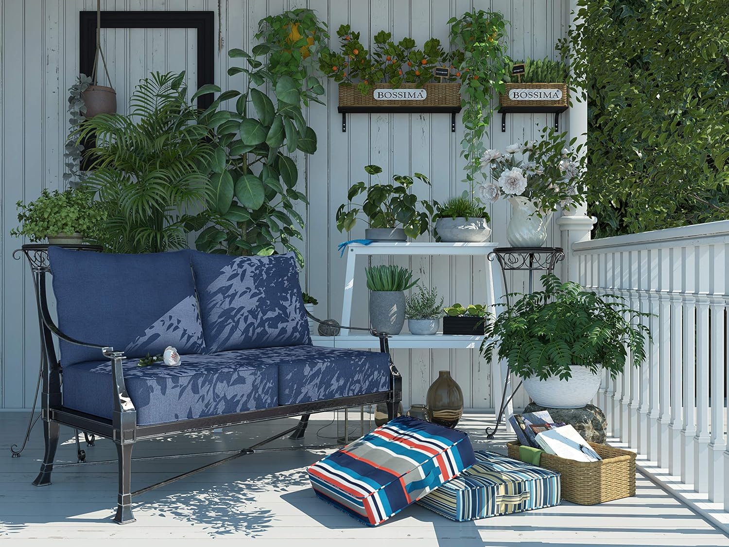 BOSSIMA Cushions for Patio Furniture, Outdoor Water Repellent Fabric, Deep Seat Pillow and High Back Design,Sliver/Light Grey: Home & Kitchen