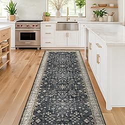 Black Washable 8ft Long Runners for Hallways, 2x8