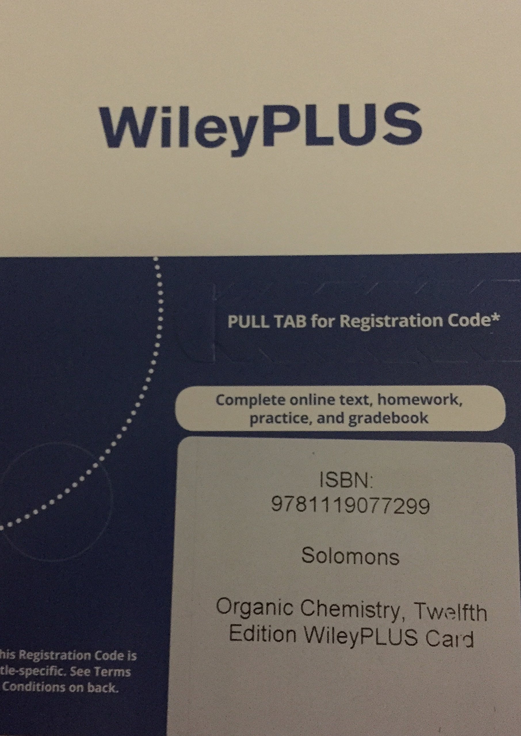 Organic Chemistry, 12th Edition WileyPLUS Card: Solomons: 9781119077299:  Amazon.com: Books
