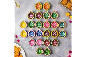 Letz Celebrate [Pack of 24] Diyas for Diwali Decoration, Handmade Clay Diya with Wicks, Diwali Decorations for Home, Diwali Diyas, Diwali Gifts, Earthen Lamps for Navratri Dussehra