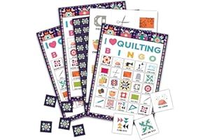 CIAEXRN Quilt Bingo Game Cards 24 Players Quilting Birthday Bingo Game for Adults Family Vacation, Outdoor Indoor Activities Card Games Quilt Retreat Gifts for Quilt Guild Game/06
