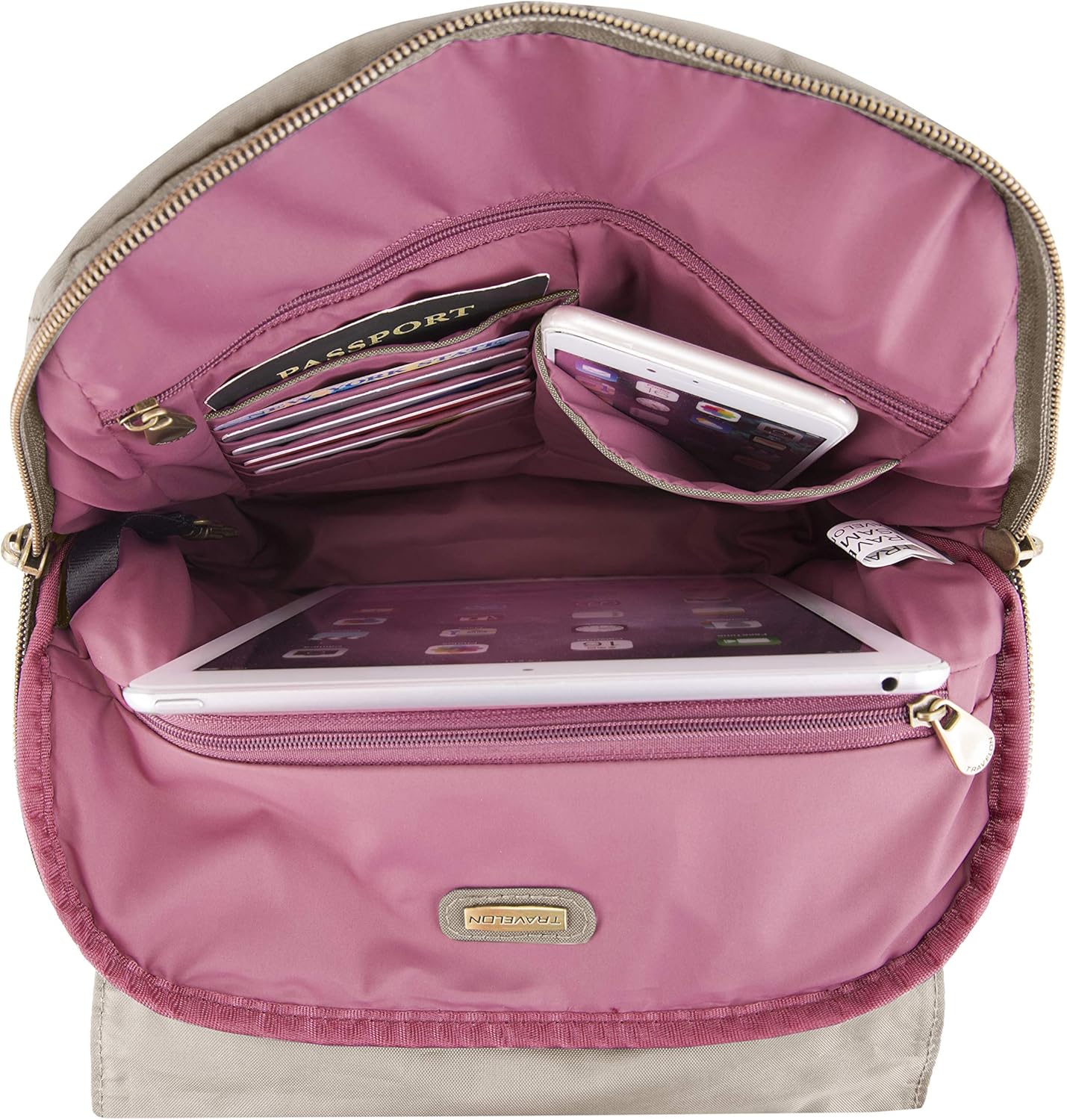  | Travelon: Anti-Theft Signature Nylon Slim Backpack - Sable | Casual Daypacks