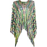 Frienda Mardi Gras Outfit for Women Mardi Gras Poncho Scarf Shawl Costume Apparel Accessories Masquerade Party