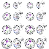 BESTEEL 8 Pairs Dance Competition Earrings for Women Acrylic Halo Crystal Rhinestone Stud Earrings for Stage Opera Performanc