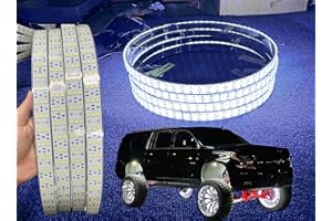 Ydzwavui Lighting - 15.5" Quad Row Cold White Wheel Well Lights Dance Music Voice APP Solid Color 4Rolls LEDs Brightest Tire Rings Lighting Off-Road Bluetooth Control for Truck Car SUV Pickup Vehicle