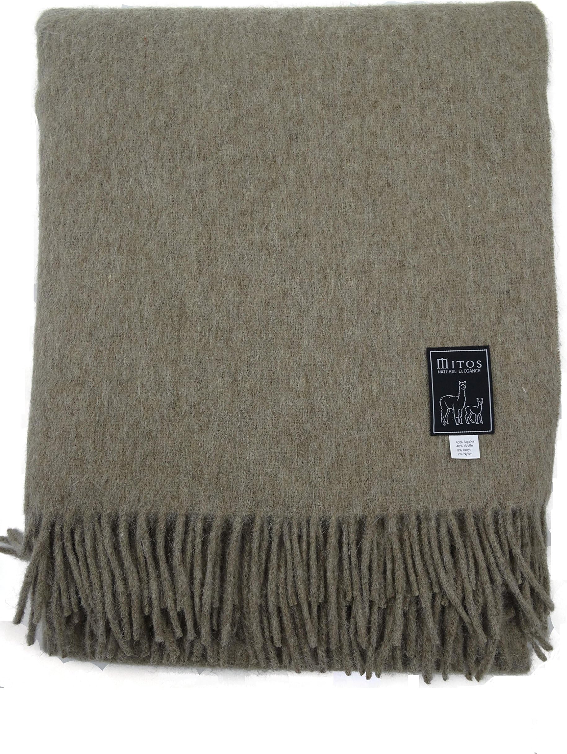 Beige Blanket Crema Plaid with Alpaca and Wool Sofa Blanket Sofa