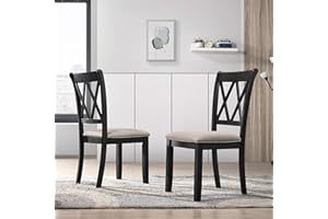 Roundhill Furniture Windvale Fabric Upholstered Dining Chair, Set of 2, Black