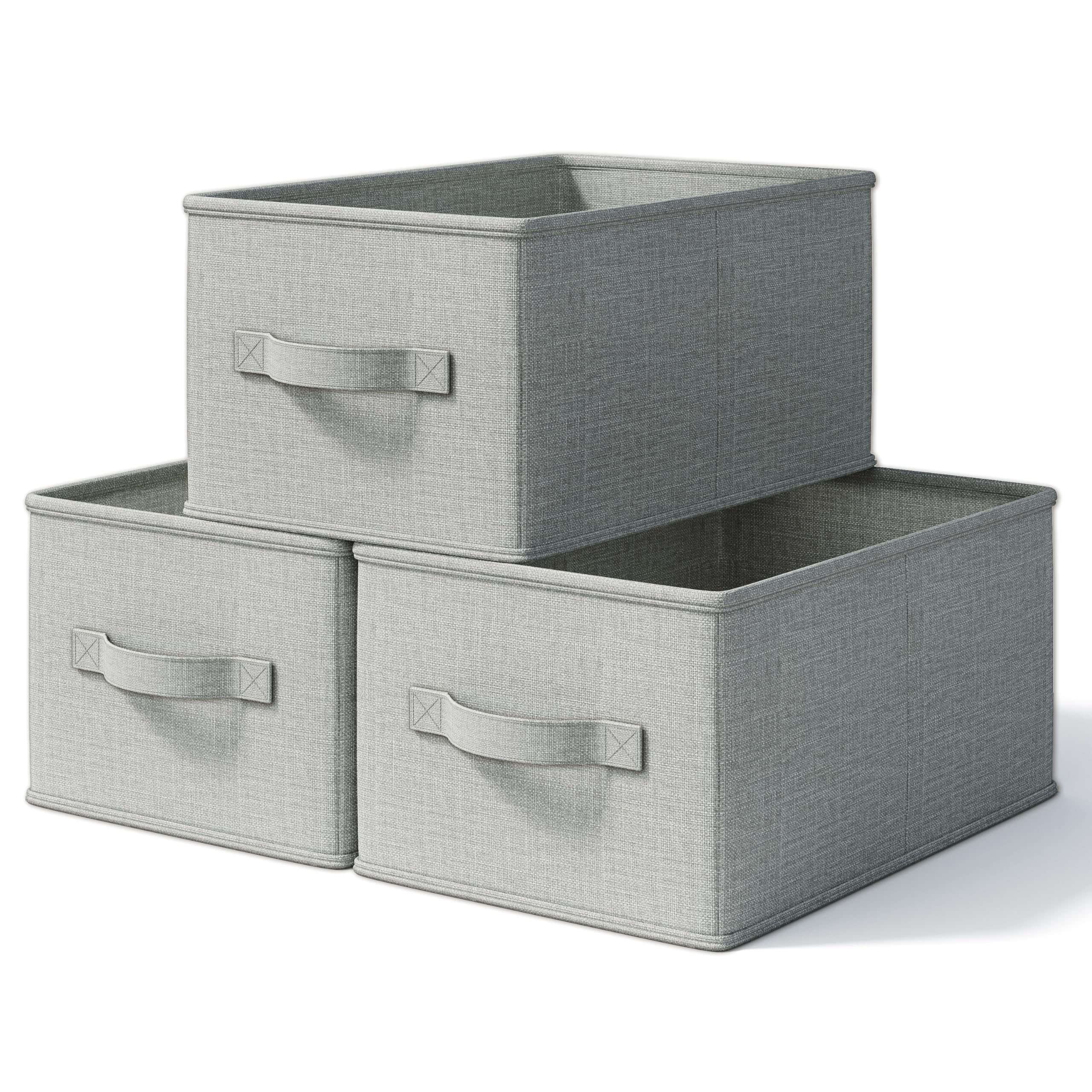 Photo 1 of LayerSpace 3 Pack Fabric Storage Bins for Shelves | 16.25x12x10in Closet Storage Baskets | Collapsible Storage Bins |Fabric Closet Organizers with Handles | Light Gray