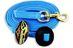 Southwestern Equine Lunge Line for Horses Cotton Horse Lunge Line with Bolt Snap & Rubber Stop (Turquoise, 24')