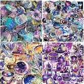 200Pcs PET Mysterious Witchy Stickers for Laptop, Magic Witch Aesthetic Waterproof Transparent Holographic Stickers for Water Bottles, Skateboard, Guitar, Helmet, Adults
