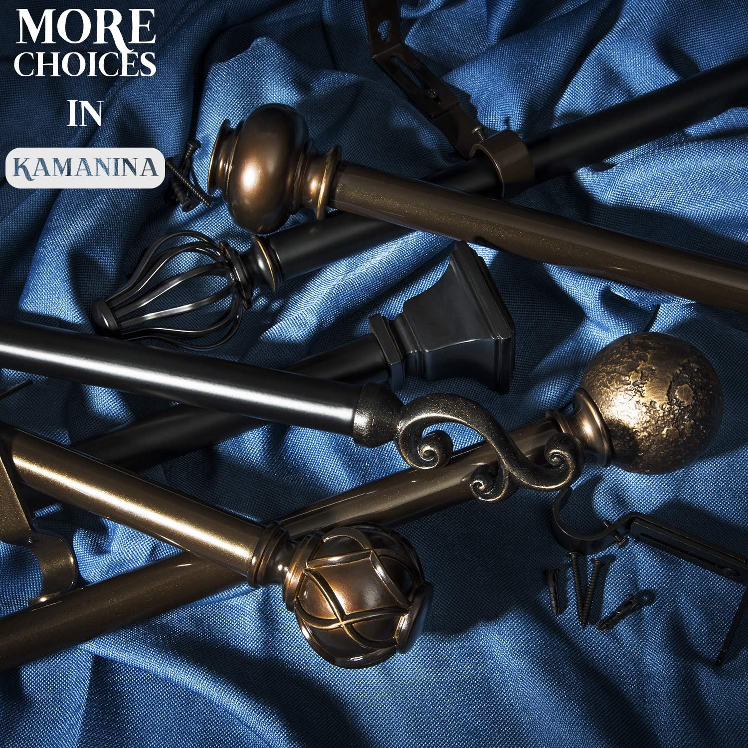 KAMANINA 1 Inch Curtain Rod Single Drapery Rod 72 to 144 Inches, Netted Texture Finials, Antique Bronze: Home & Kitchen