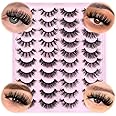 JIMIRE False Eyelashes Volume Fluffy Faux Mink Lashes 6D 14mm-18mm 4 Styles Mixed Wispy False Lashes Dramatic Look Fake Eyelashes 20 Pairs Multipack