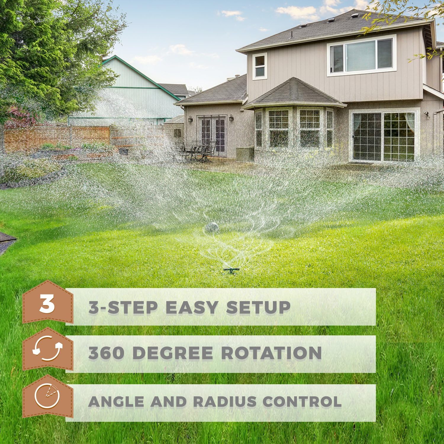 Lawn Sprinkler Garden Sprinkler -2020 Updated, Automatic 360 Rotating Adjustable Large Area, Water Sprinkler for Kids Yard Irrigation System Oscillating Sprinkler Watering Sprayer Easy Hose Connection : Garden & Outdoor