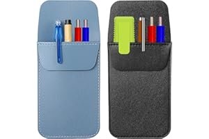 Classicseali 2pcs Leather Pocket Protector, Pocket Protector for Men Shirt, PU Leather Pockets Protectors for Men Shirt, Holds up to 4 Pens, Pencils or Markers, Multi-Purpose Pens for Lab Coats