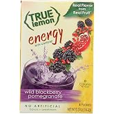 True Lemon (Energy Drinks) Wild Blackberry Pomegranate, Instant Powdered Drink Mix, 6 Count (Pack of 4)