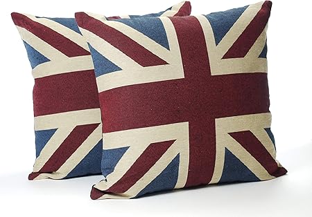 A Pair Of 18in X 18in Vintage Union Jack Cushions Complete With