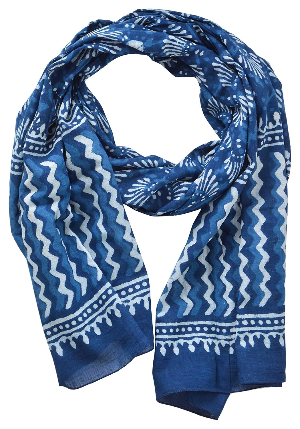 guru kripa enterprises women's stole (blue) size(170cm x 55cm) handblock printed