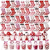 Foaincore 40 Packs Valentine's Day Cupcake Socks Gifts for Women Girls Angel Heart Print Cotton Mid-tube Socks Cute Valentine's Day Socks for Girlfriend Wife Mother's Day Her