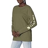 carhartt women's relaxed fit midweight crewneck block logo sleeve graphic sweatshirt
