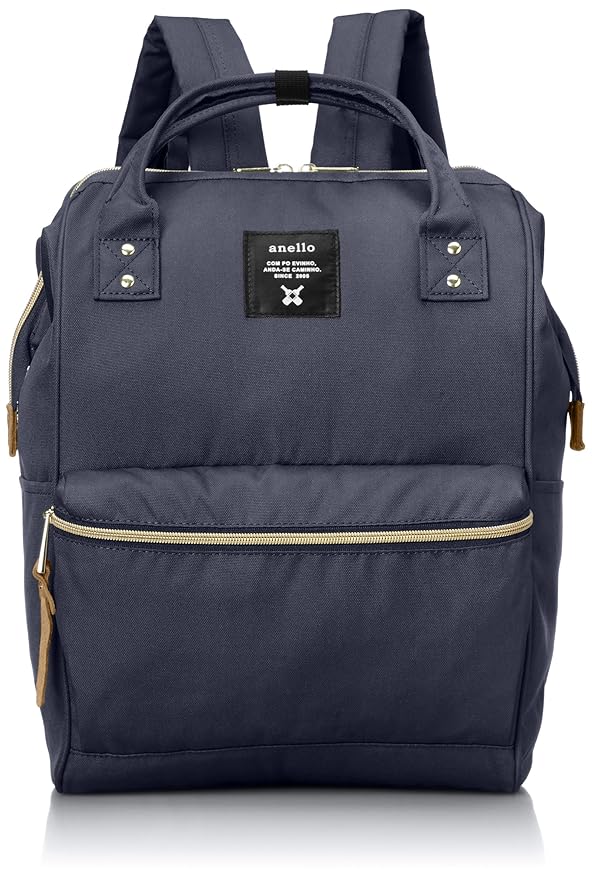 Japan Anello Backpack Unisex LARGE NAVY Rucksack Waterproof Canvas Bag
