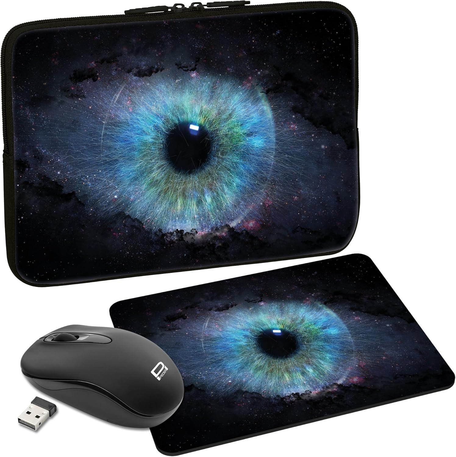 Pedea Design Protective Case Laptop Bag up to 13.3 Inches with Mouse Pad and Cordless Mouse Space Eye, 13,3 Zoll + Maus und Mauspad