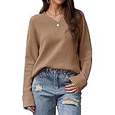YUCOLEN Womens Long Sleeve Tops V Neck Sweater Pullover Casual Loose Fit Sweater Tunic Fall Fashion Clothes