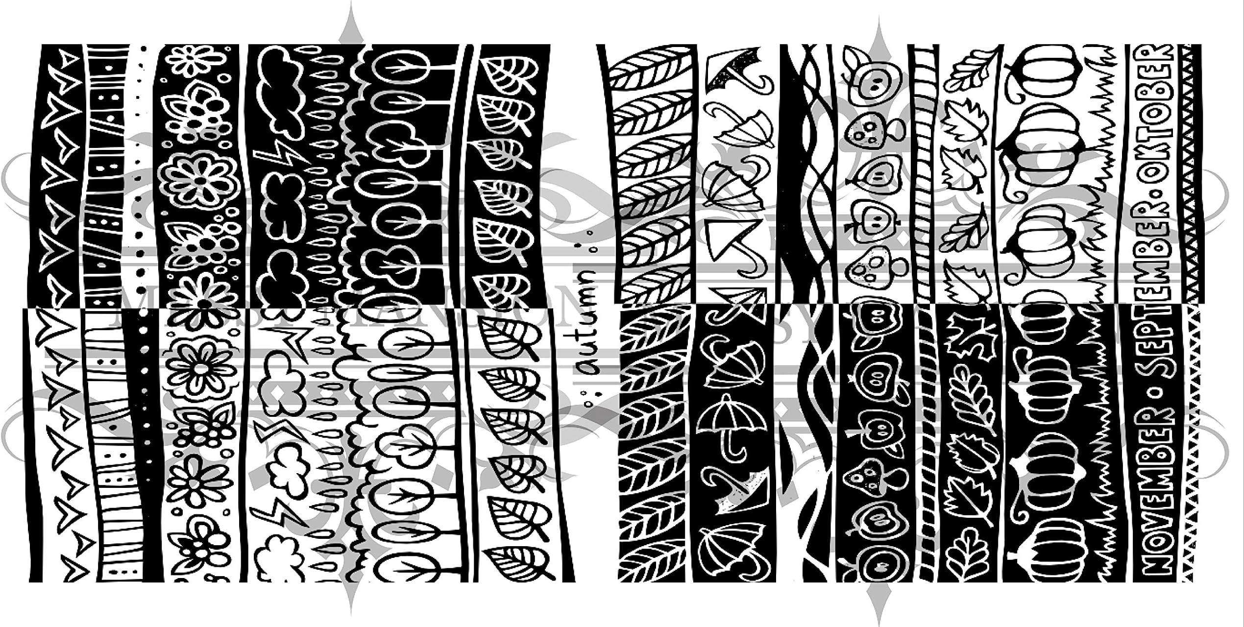 MESSY MANSION TR02 Nail Art Stamping Plate - Autumn Fall theme