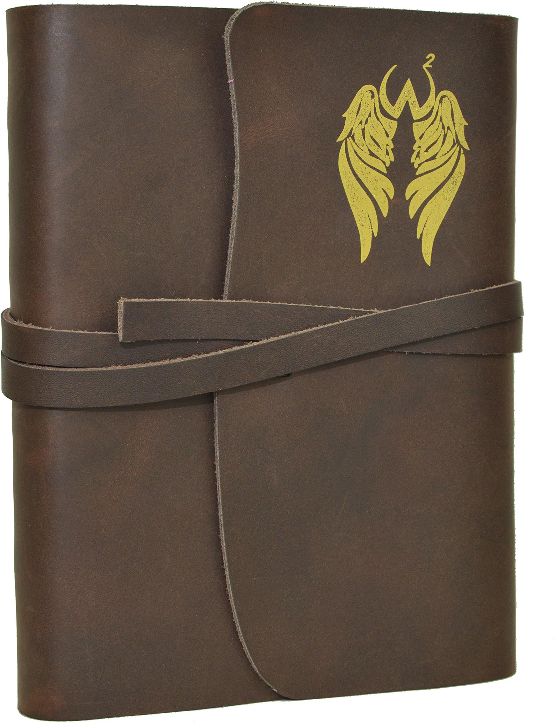 Leather Bound Journal - Beautiful Crazy Horse Leather with 100% Cotton, Bleed-Free, Tree Free Paper | Extra-Thick Unlined Pages | by Wings and Water
