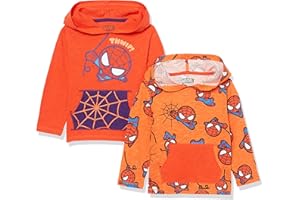 Amazon Essentials Disney | Marvel | Star Wars Boys and Toddlers' Lightweight Hooded Long-Sleeve T-Shirts, Pack of 2