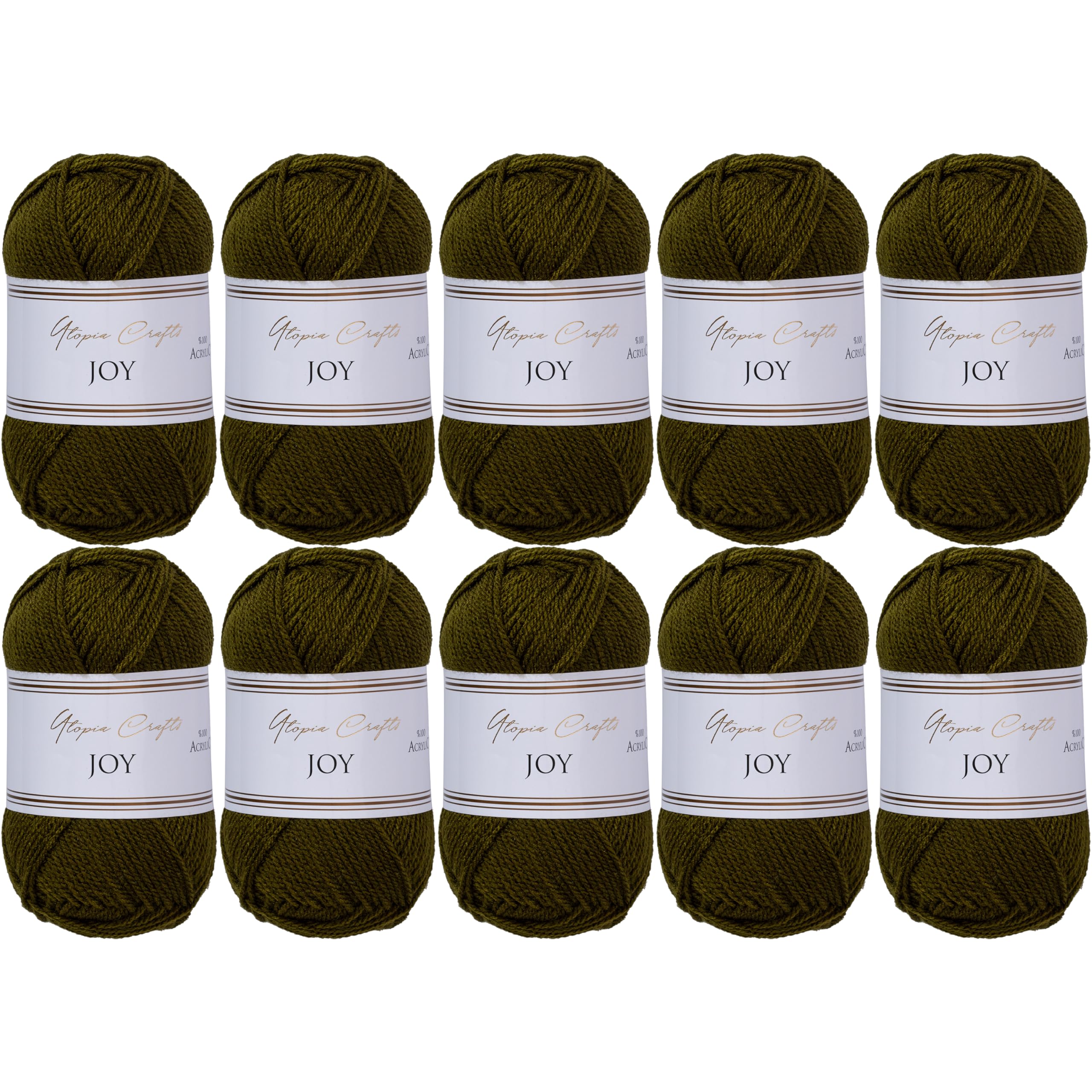 Utopia Crafts Joy Plain Knitting and Crochet Yarn, Soft, Easy Care, 100% Polyacrylic, 10 x 50 g Ball, 150 m (Forest Green)