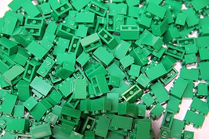 1000 QUIX Bausteine grün, 2x1 Noppen, kompatibel, passgenau, einzeln, lose