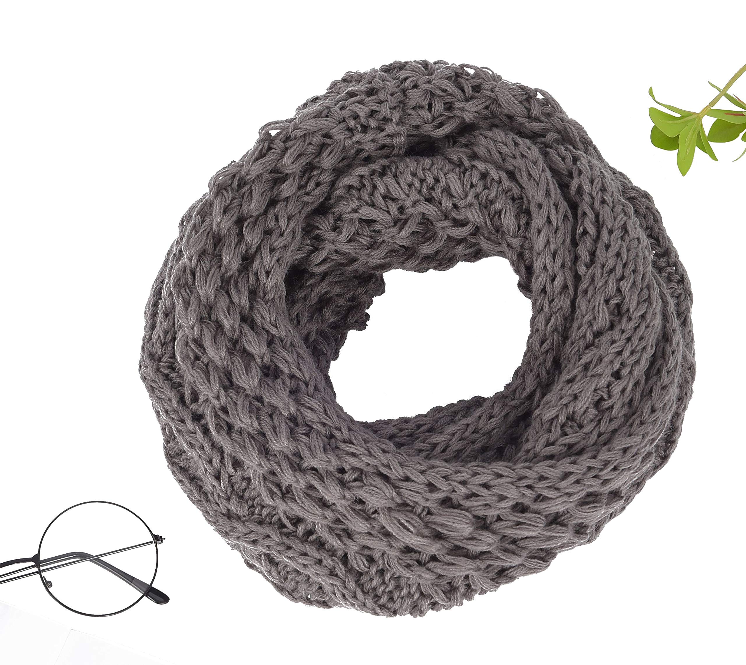 AMSTAR Womens Soft Warm Thick Ribbed Knit Winter Infinity Circle Loop Scarf AMSTAR Womens Soft Warm Thick Ribbed Knit Winter Infinity Circle Loop Scarf