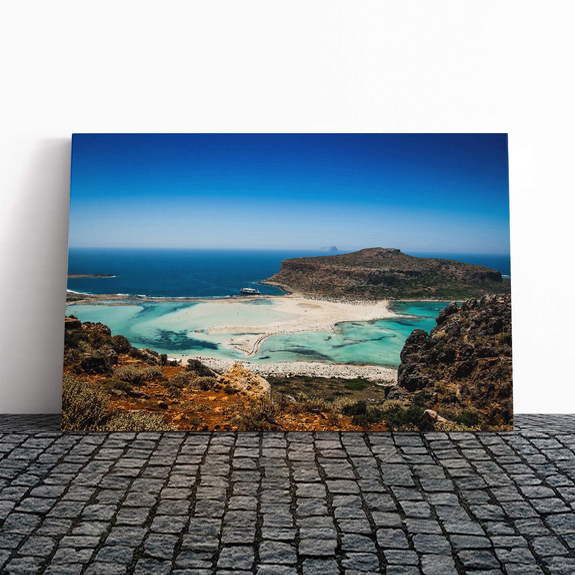 Seascape Crete Greece Canvas Print | Gallery Wrapped 30mm Frame Wall Art | 20x14 inches | Ready to Hang | Modern Seascape Picture | Living Room Bedroom Lounge Office