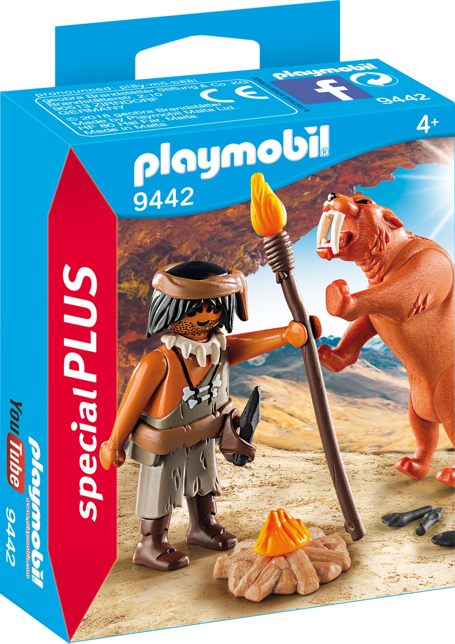 Playmobil 9442 Special Plus Caveman with Sabretooth Tiger, Fun Imaginative Role-Play, PlaySets Suitable for Children Ages 4+