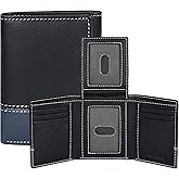 Real Leather Mens Trifold Wallet RFID Blocking Slim Minimalist Front Pocket - Thin & Stylish with ID Window in Gift Box