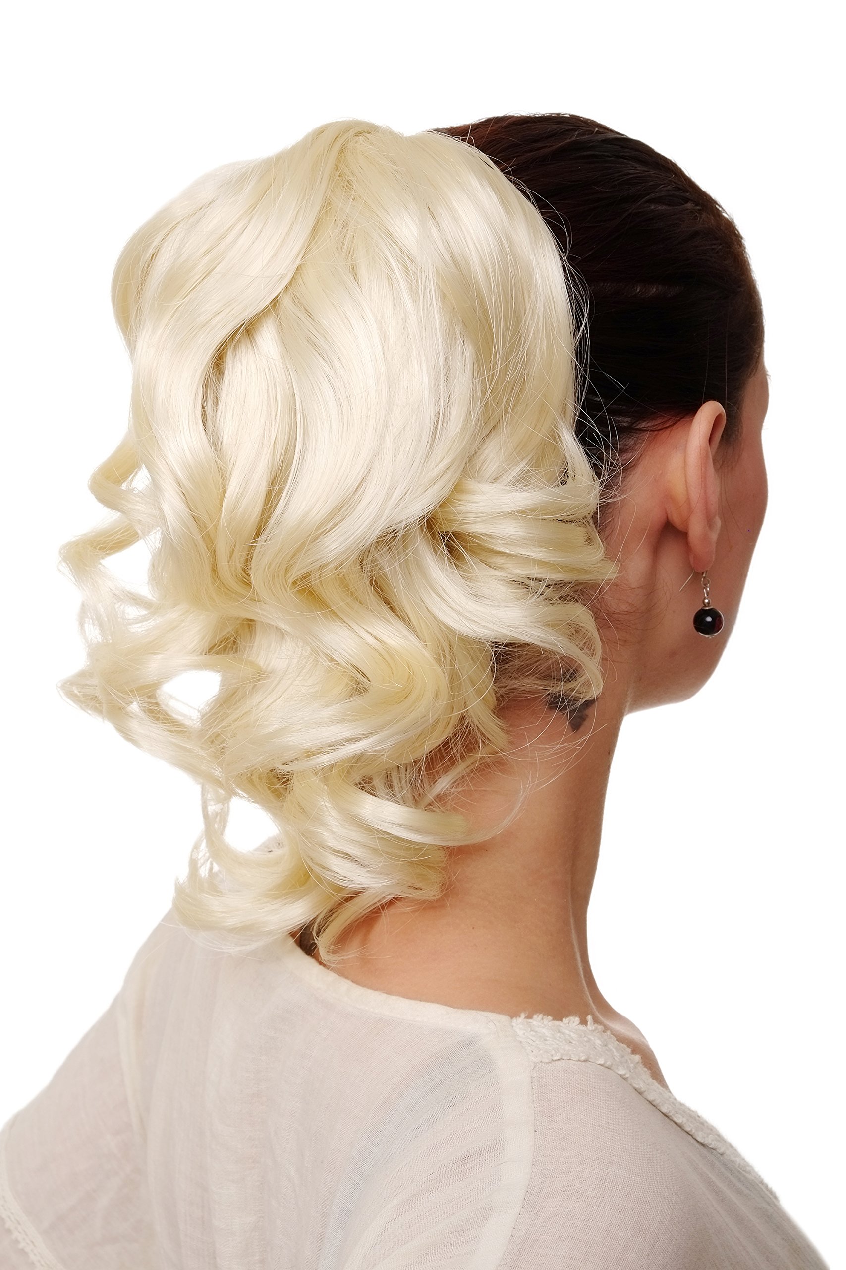 WIG ME UP - JL-3023-613 Hairpiece ponytail with comb and elastic draw string short wavy voluminous platinum blond 14inch