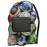 Fitdom Extra Large Heavy Duty Mesh Bag. Best for Soccer Ball, Water Sports, Beach Cloth, Swimming Gears. Adjustable Shoulder Strap. Secure Side Pocket
