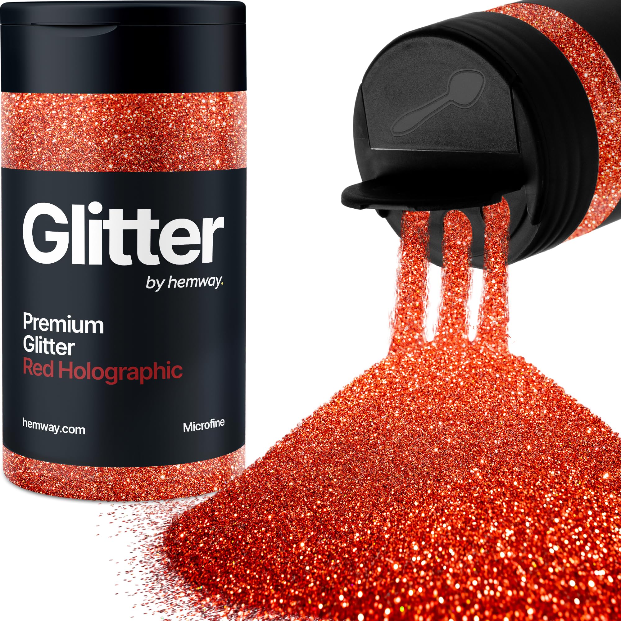 Holographic Red Glitter Shaker, 130g Microfine Glitter, Crafts 1/256" Metallic Flake Red Sequins, Resin & Epoxy Crafts, Decorating, Halloween, Christmas Nail, Face, Hemway