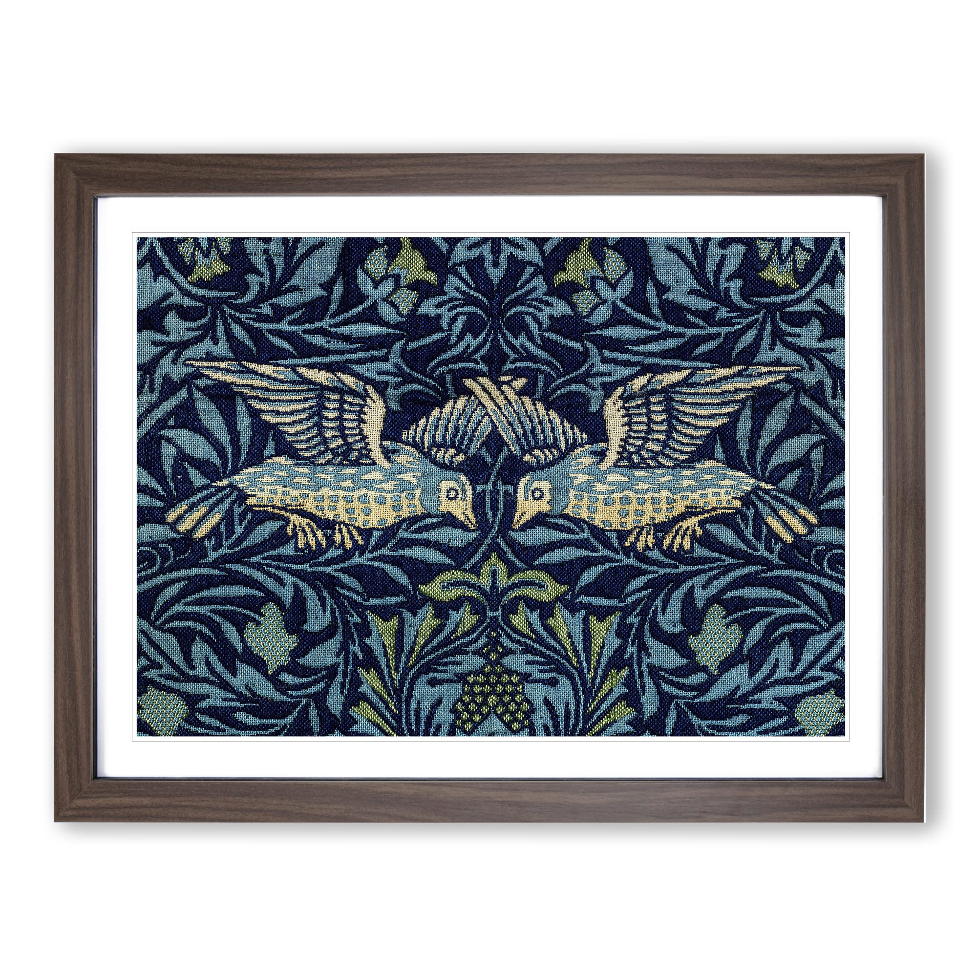 Birds & Flowers Pattern By William Morris Classic Painting Framed Wall Art Print, Ready to Hang Picture for Living Room Bedroom Home Office Décor, Walnut A4 (34 x 25 cm)