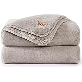UGG Whitecap Fleece Throw Blanket, Soft Fluffy Blankets for Couch or Bed, Home Decor, Luxury Plush Throw, Machine Washable, 50-inch x 70-inch, Light Grey Seal