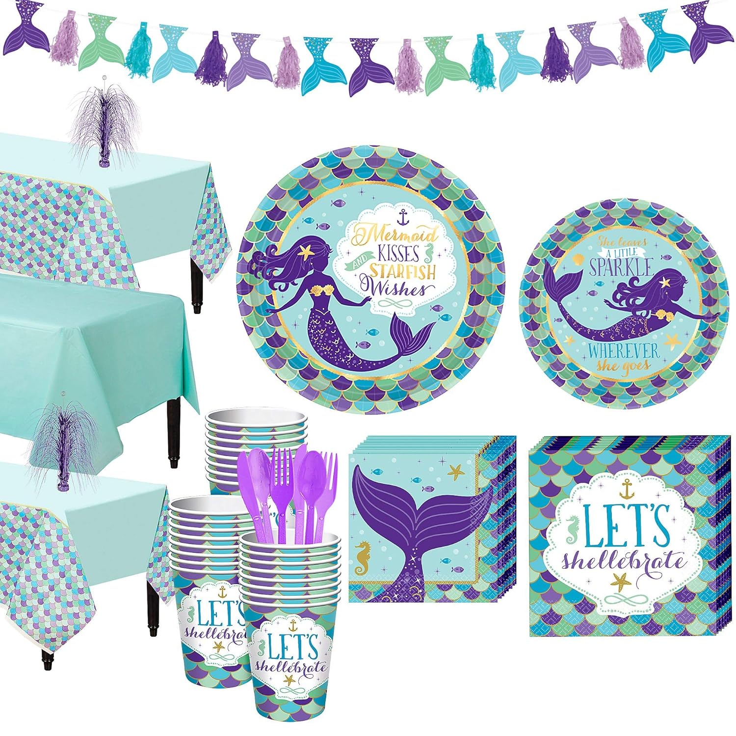 Party City Wishful Mermaid Basic Party Kit and Supplies for