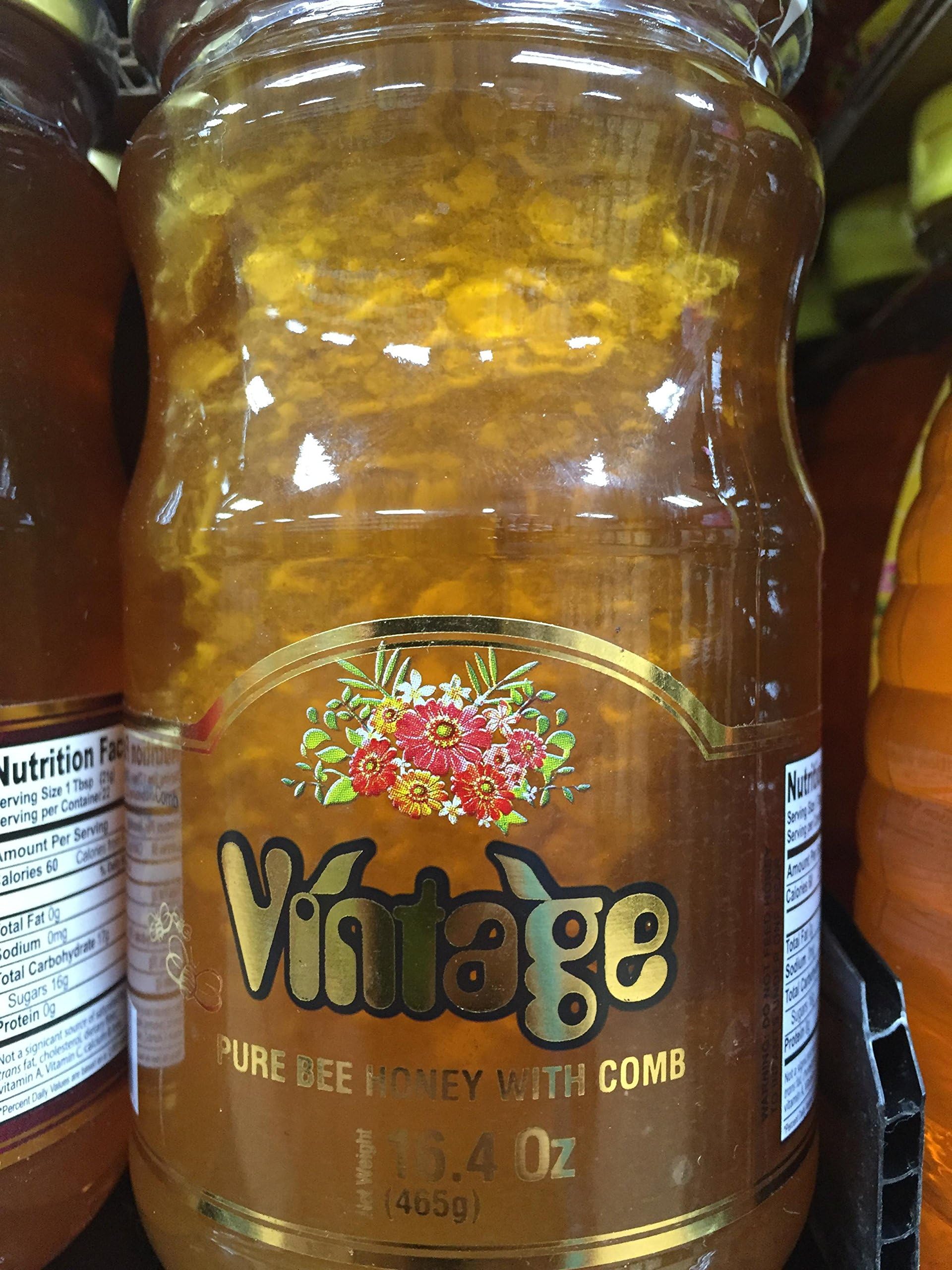 Vintage Pure Bee Honey With Comb 16.4 Oz